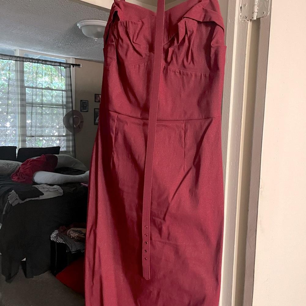 Used Pinup Girl Dixiefried Wiggle Dress Maroon Size L